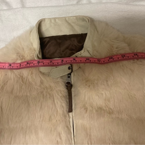 Genuine Rabbit Fur Moto Style Jacket With Leather Trim Small - Picture 6 of 11